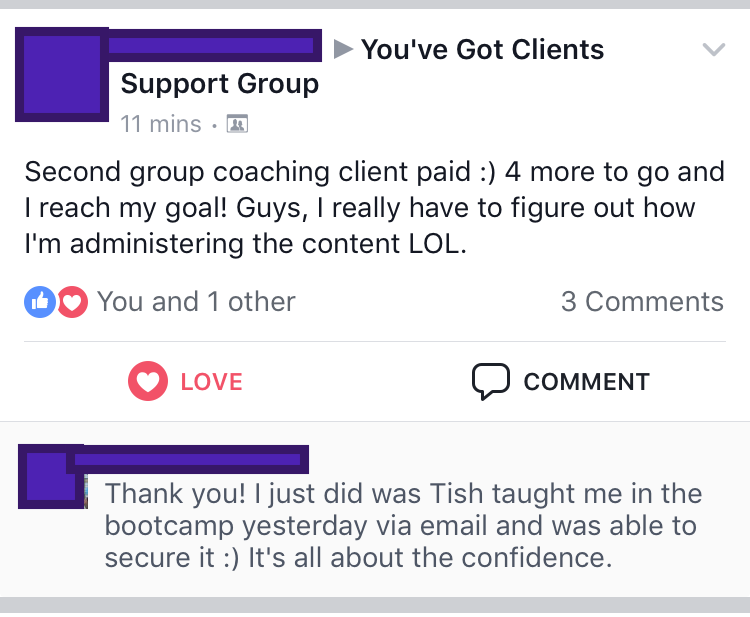 2 new group coaching clients